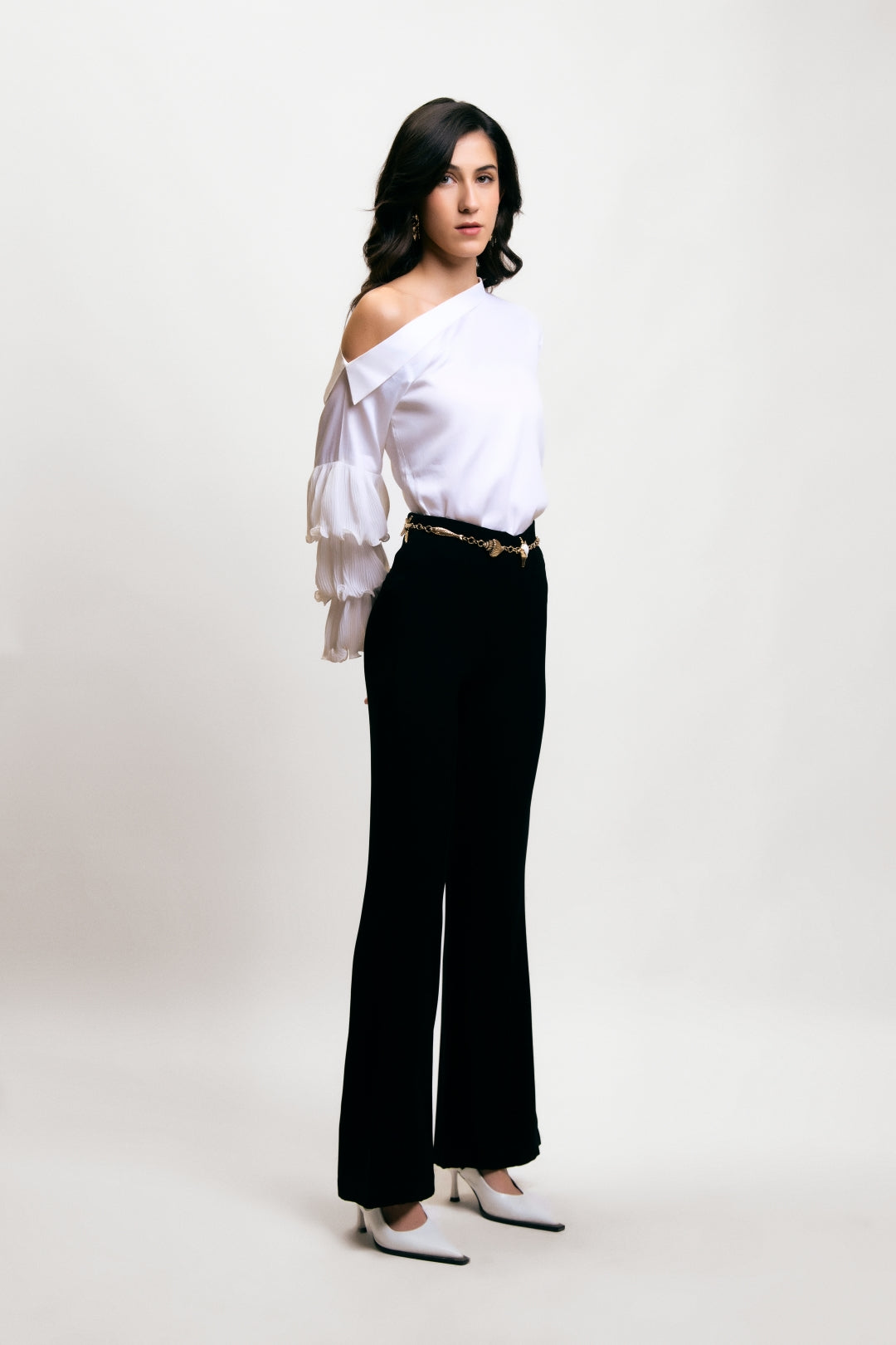 Flare Trousers with Front Seam