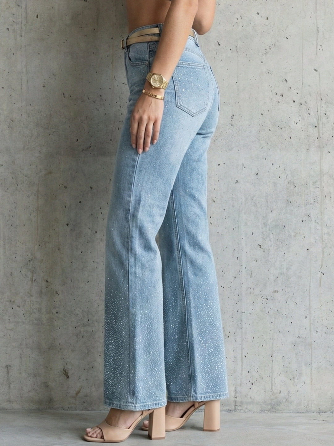 Premium light-wash bootcut denim jeans for women

