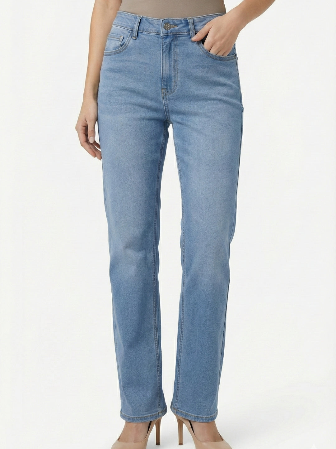 Light Blue High-Rise Straight Fit Jeans