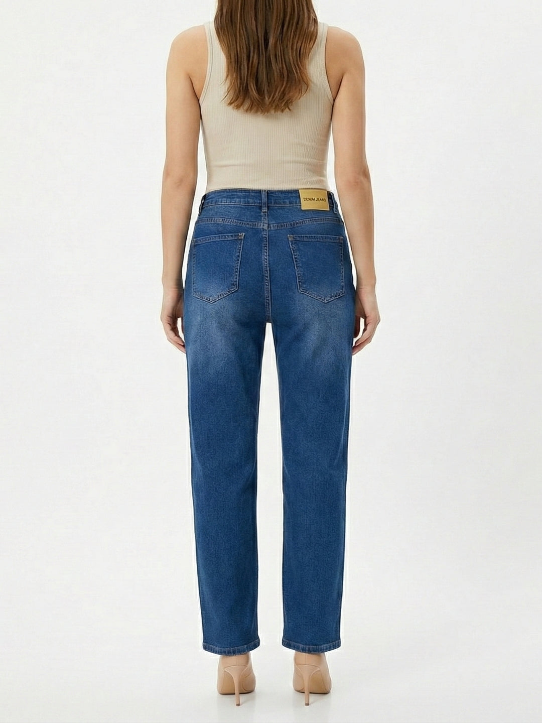 DELAN High-Rise Straight Fit Blue Jeans