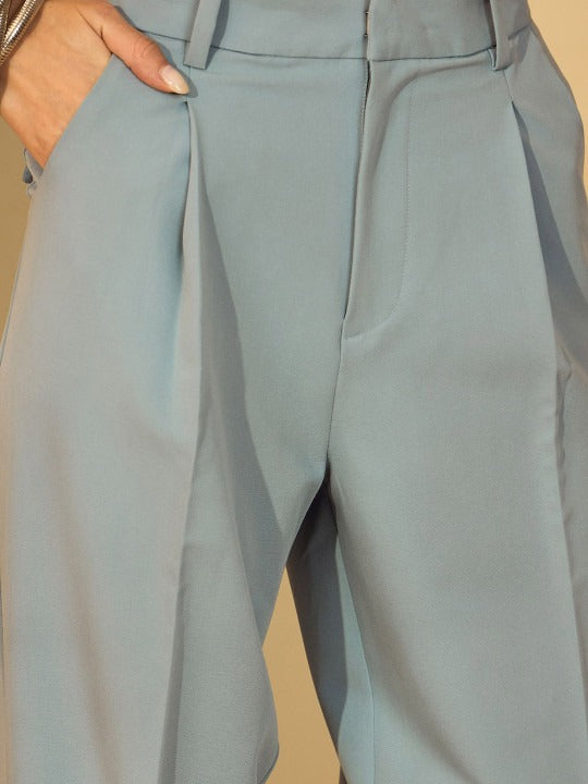 Women’s Blue High-Rise Mom Fit Trousers