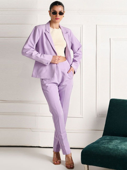 Women Lavender High-Rise Cigarette Trousers