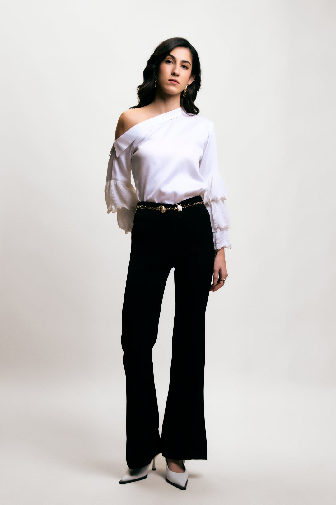 Flare Trousers with Front Seam