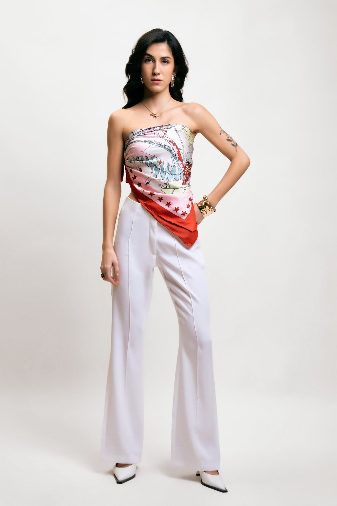Flare Trousers with Front Seam