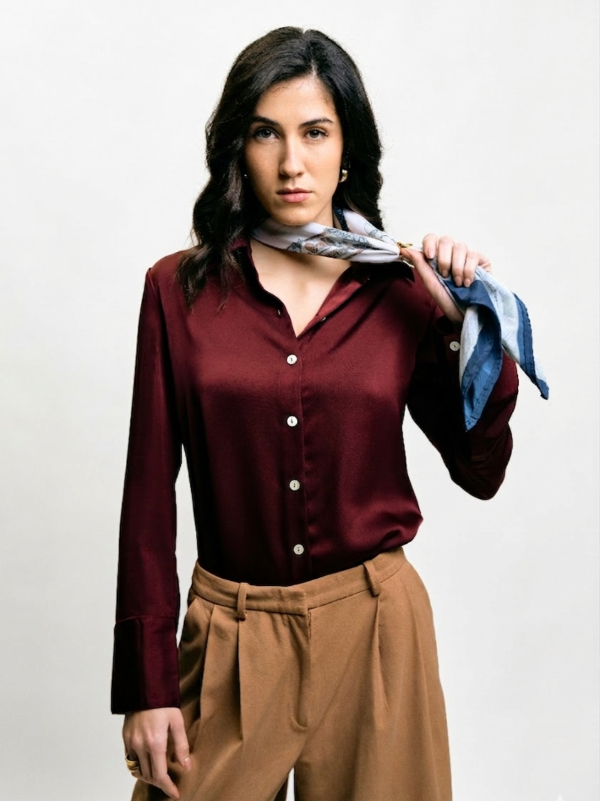 Oversized Maroon Satin Shirt