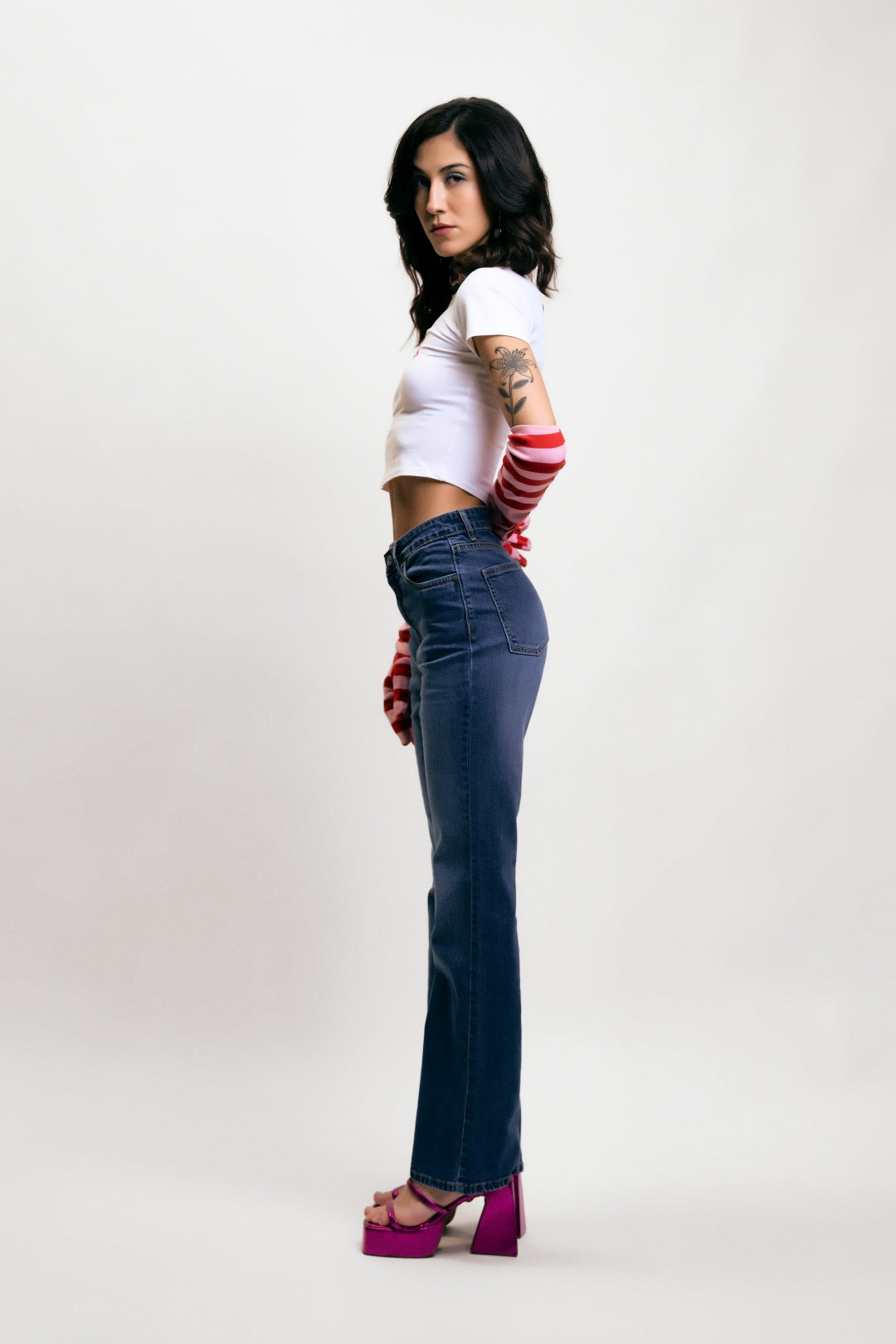 Mid Blue High-Rise Bootcut Denim Jeans