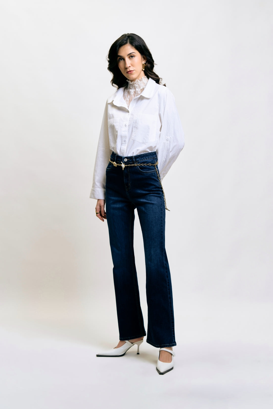 Dark Blue High-Rise Bootcut Jeans