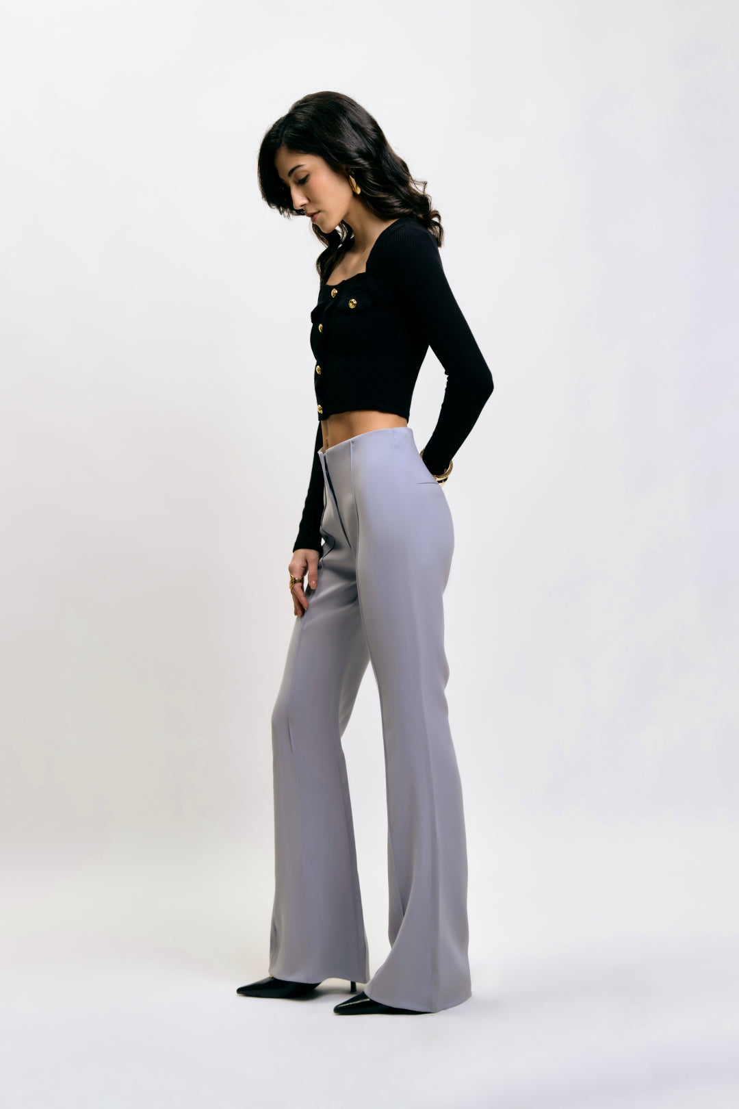 Flare Trousers with Front Seam