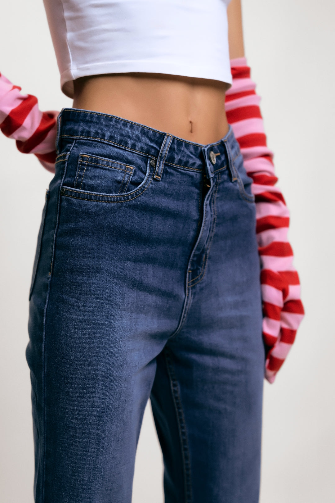 Mid Blue High-Rise Bootcut Denim Jeans