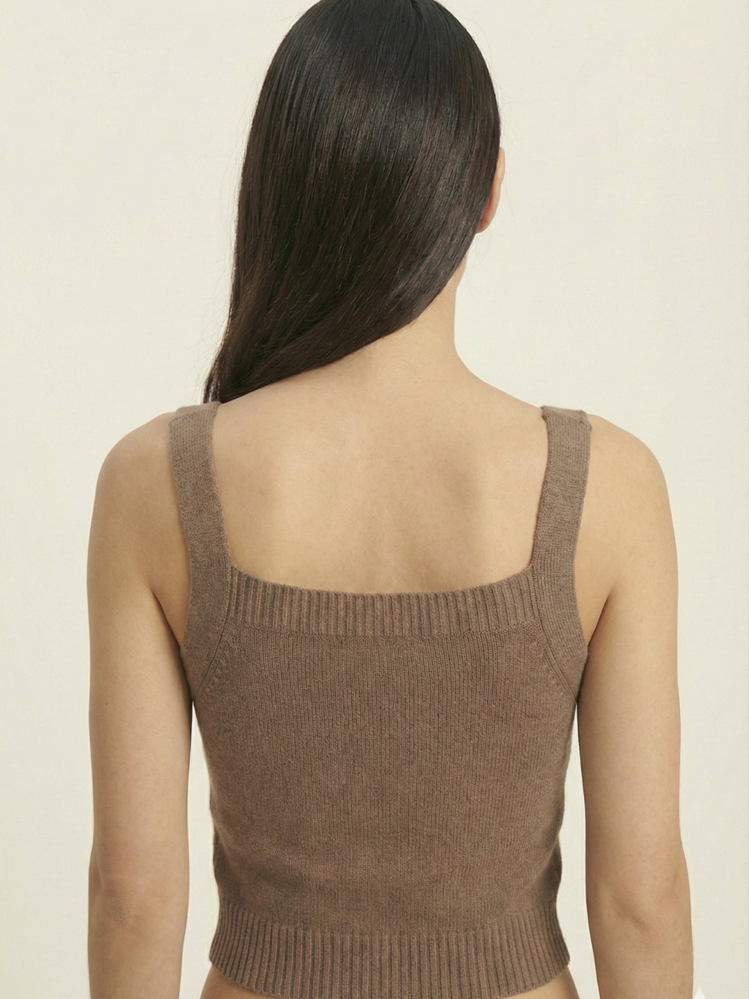 Women Camel Ribbed Crop Top