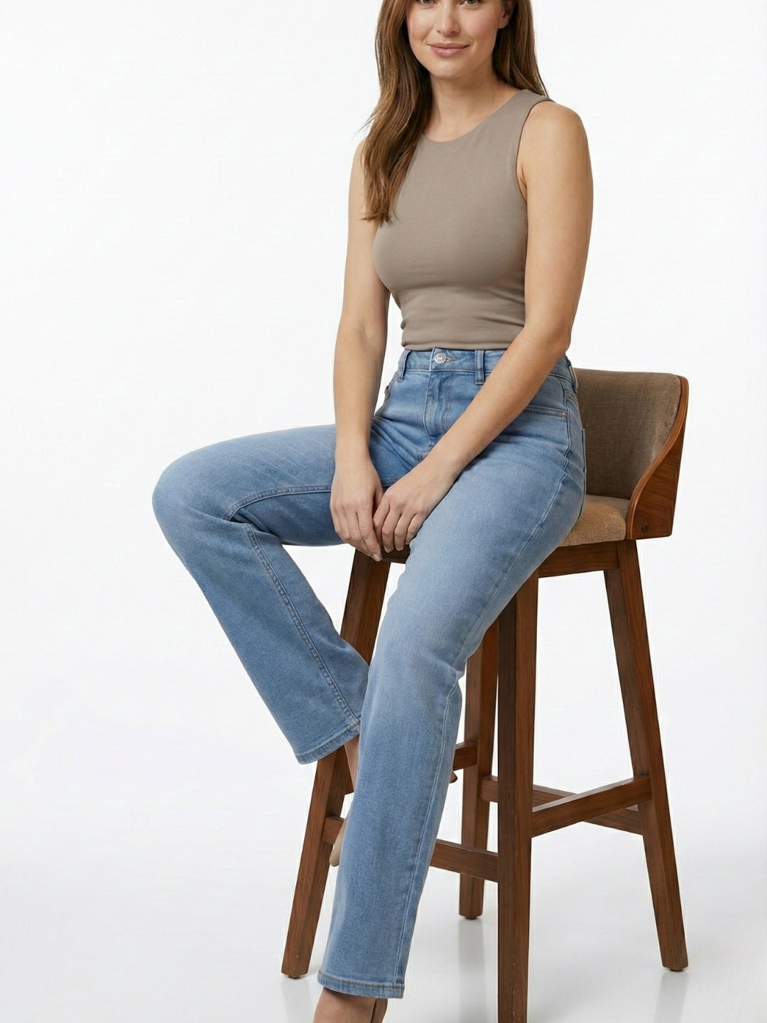 Light Blue High-Rise Straight Fit Jeans