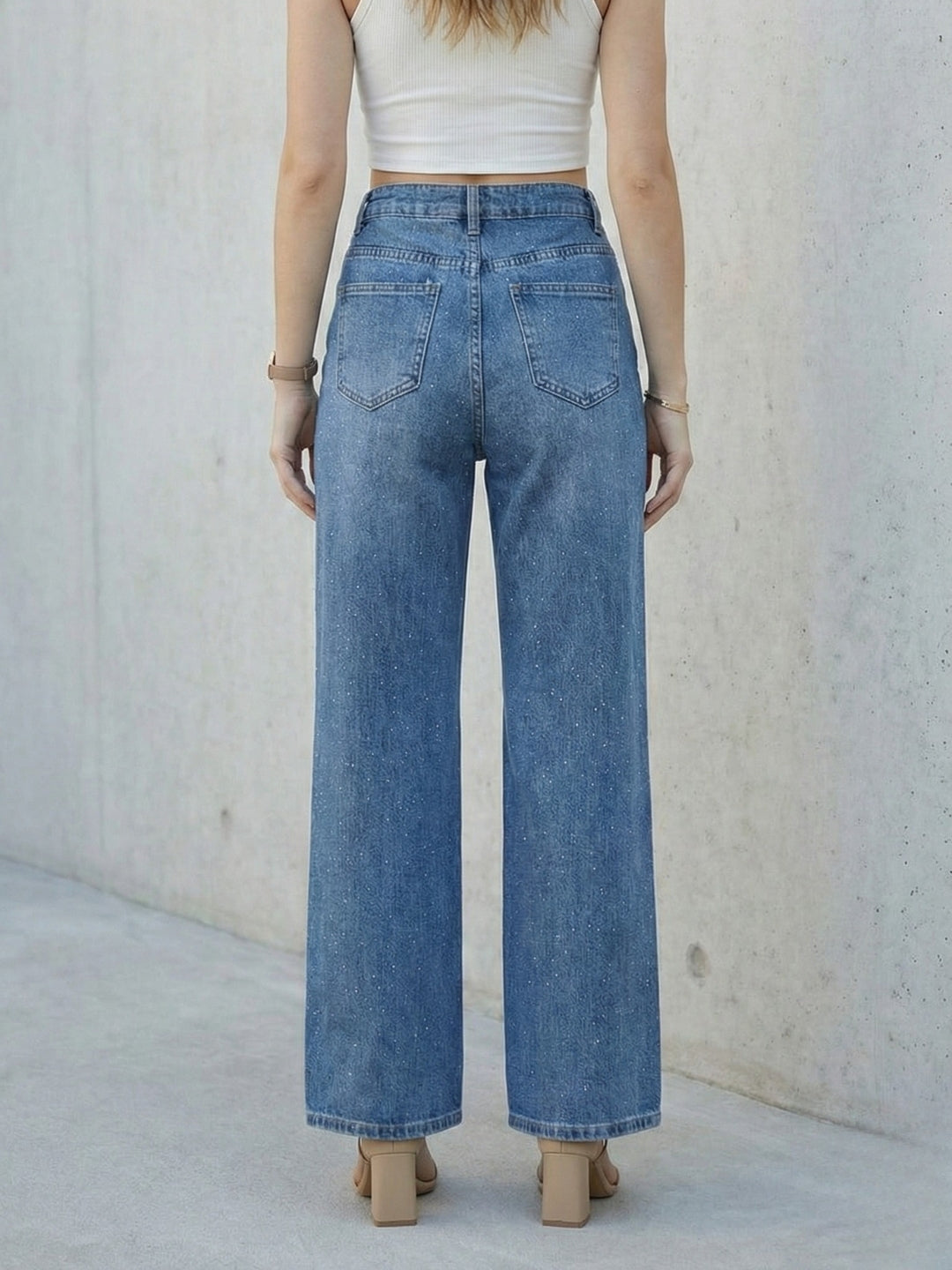 Women’s crystal wide-leg jeans by DELAN

