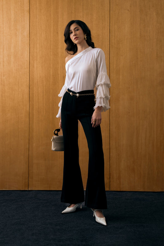Flare Trousers with Front Seam
