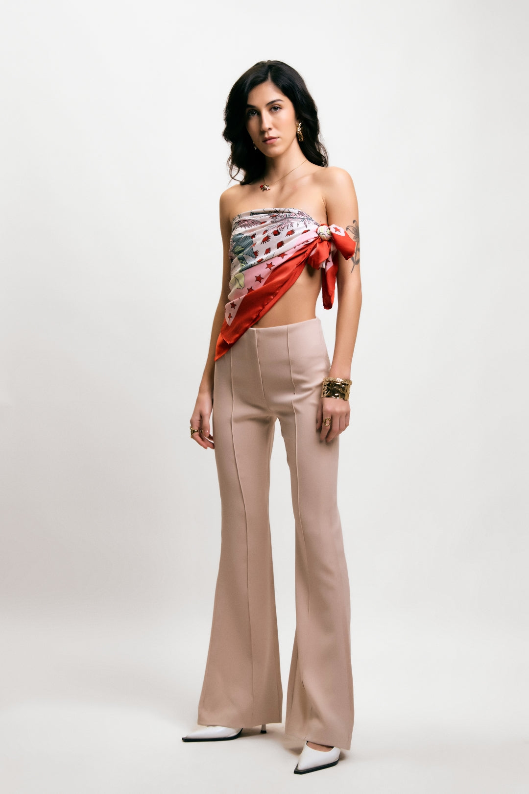 Flare Trousers with Front Seam