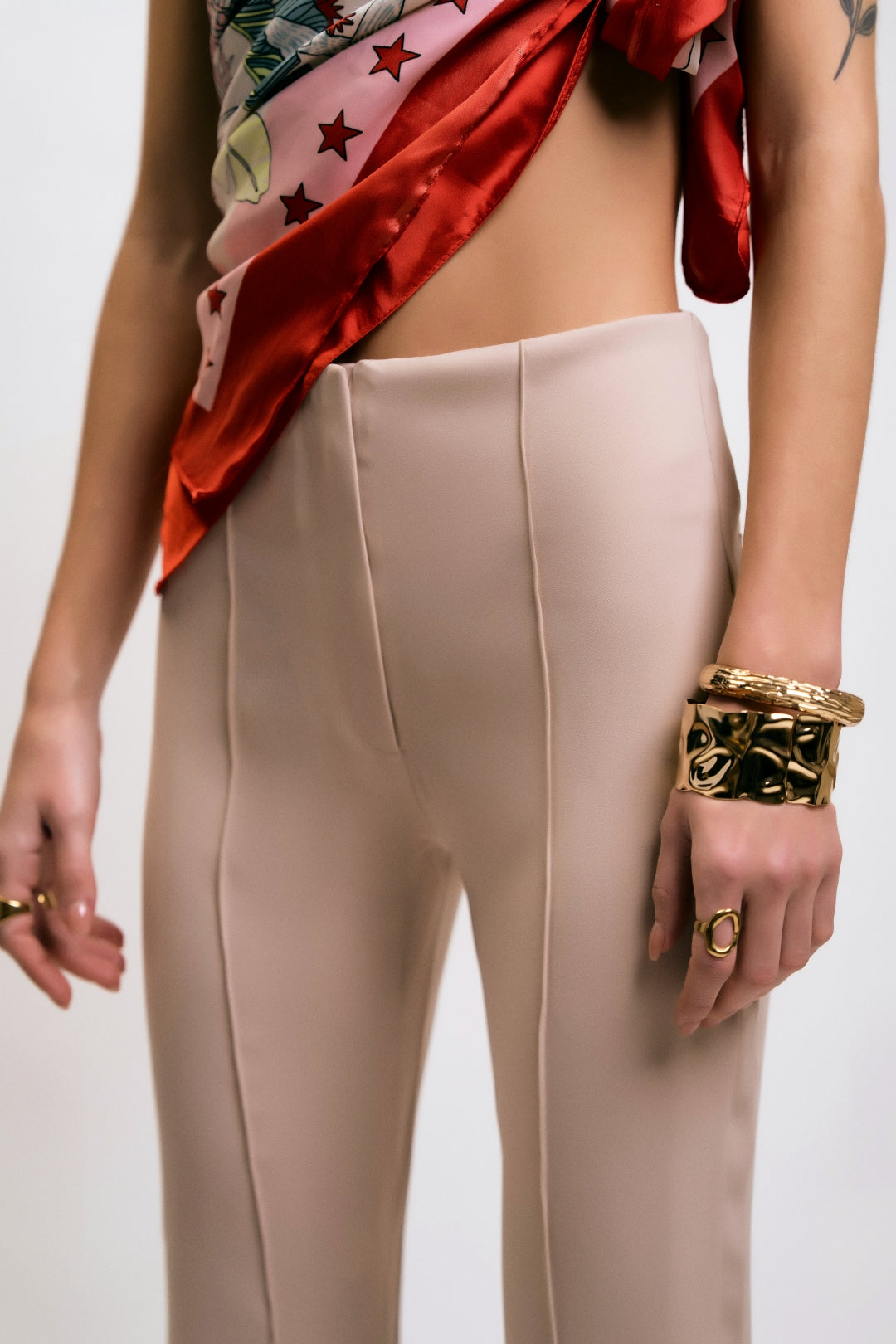Flare Trousers with Front Seam