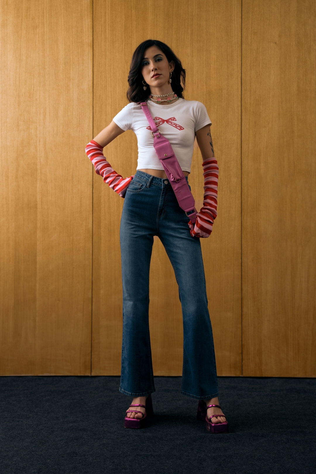 Mid Blue High-Rise Bootcut Denim Jeans