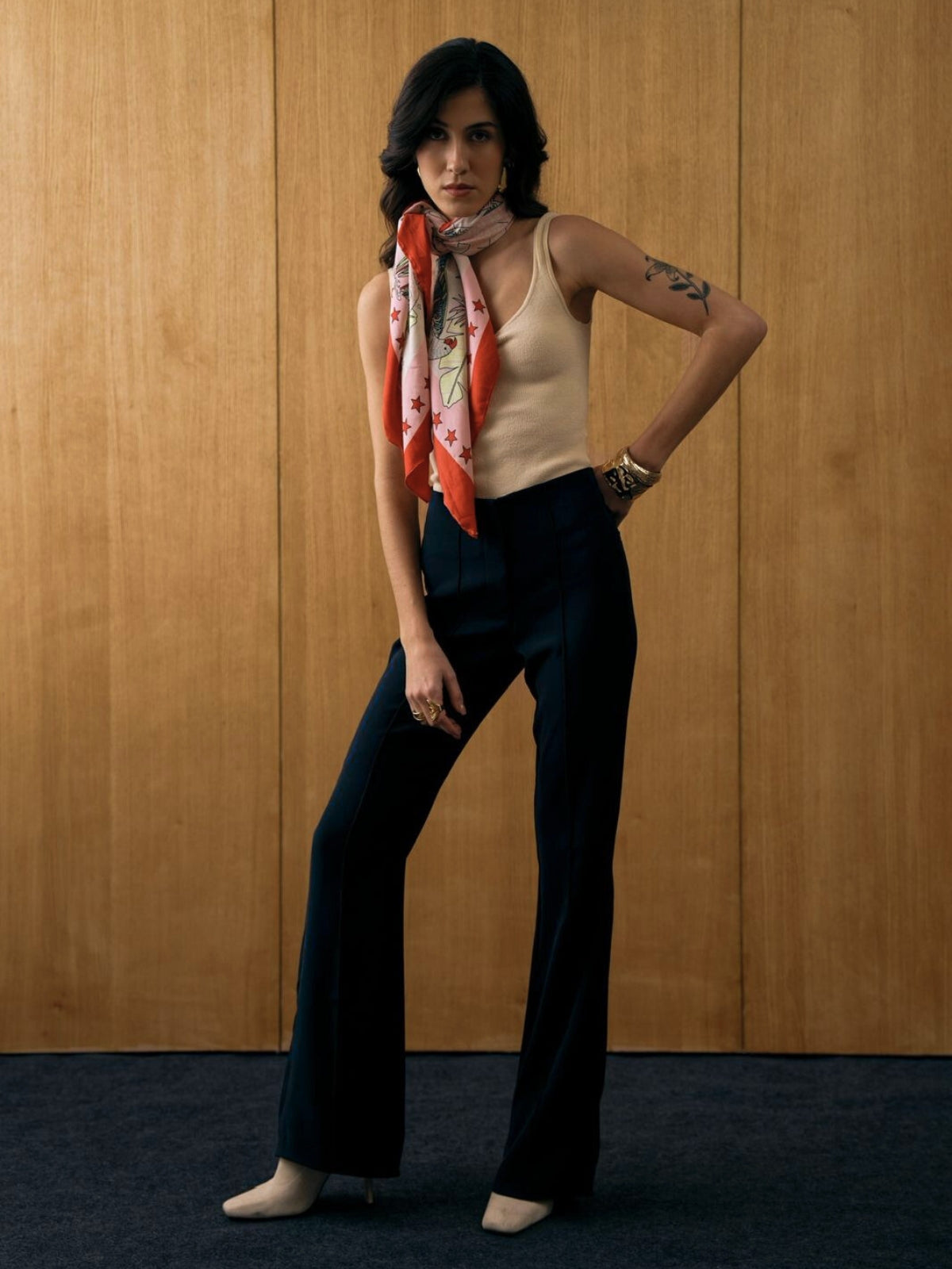 Flare Trousers with Front Seam