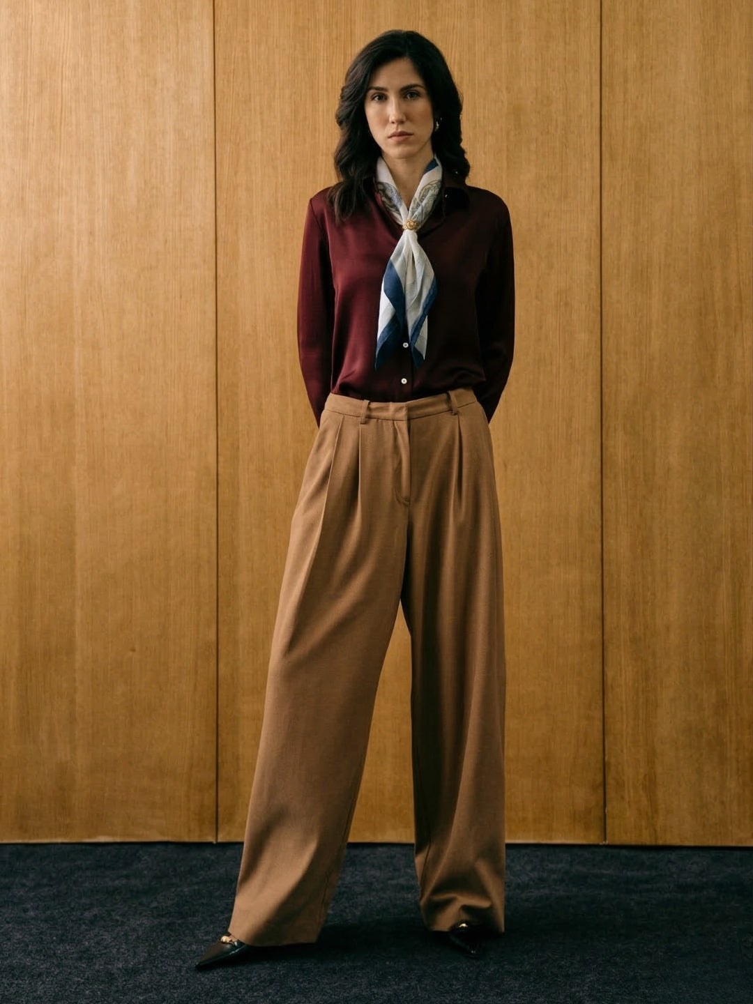 Oversized Maroon Satin Shirt